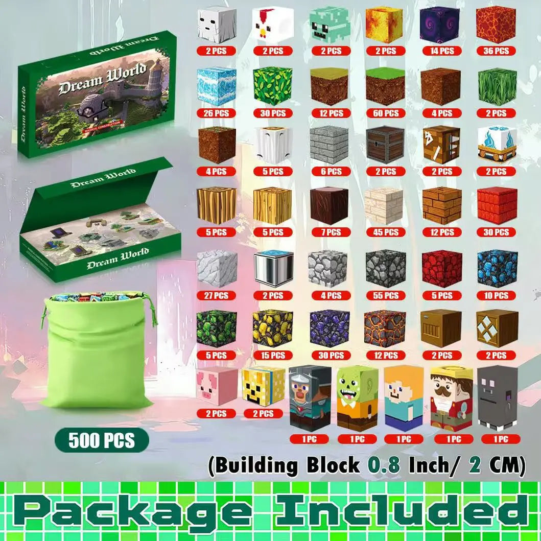 Dream World Magnetic Building Blocks — 500 Piece Set