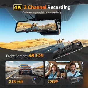 WOLFBOX G900 TriPro Bumper 3-Channel Mirror Dash Cam