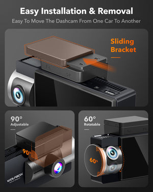 WOLFBOX i17 4K+1080P+1080P 3-Channel Dash Cam 5.8GHz
