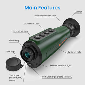 GTGUARD H3 Thermal Imaging Monocular Thermal Sensor 15mm Lens|1498m Detection | WiFi | 10Hr Battery One Stop Shopped