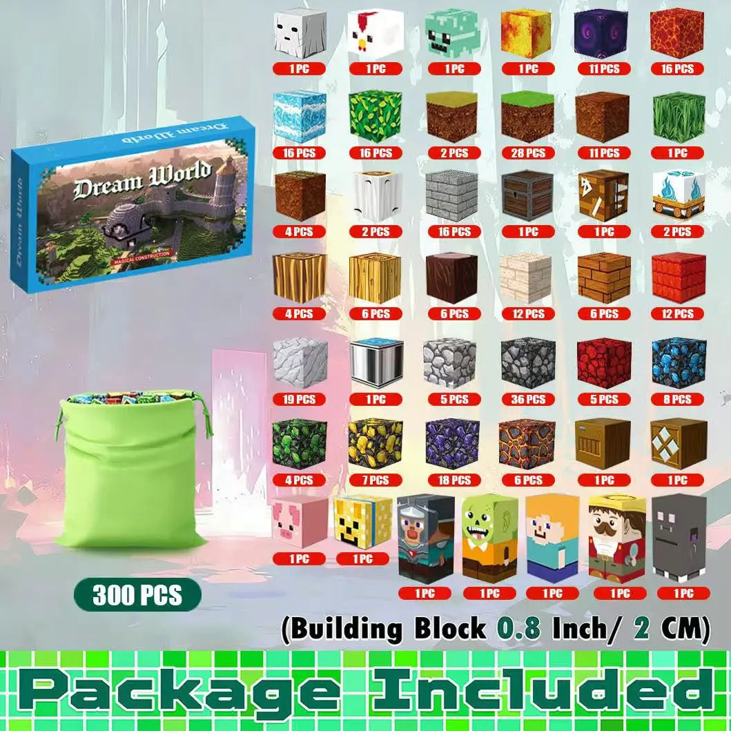Dream World Magnetic Building Blocks — 300 Piece Set