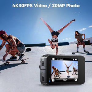 AKASO Brave 7 LE 4K60 Action Camera 20MP 131ft Waterproof WiFi Touch Screen Remote Control - 256GB MicroSD