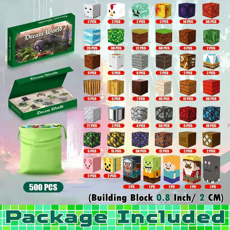 Dream World Magnetic Building Blocks — 500 Piece Set